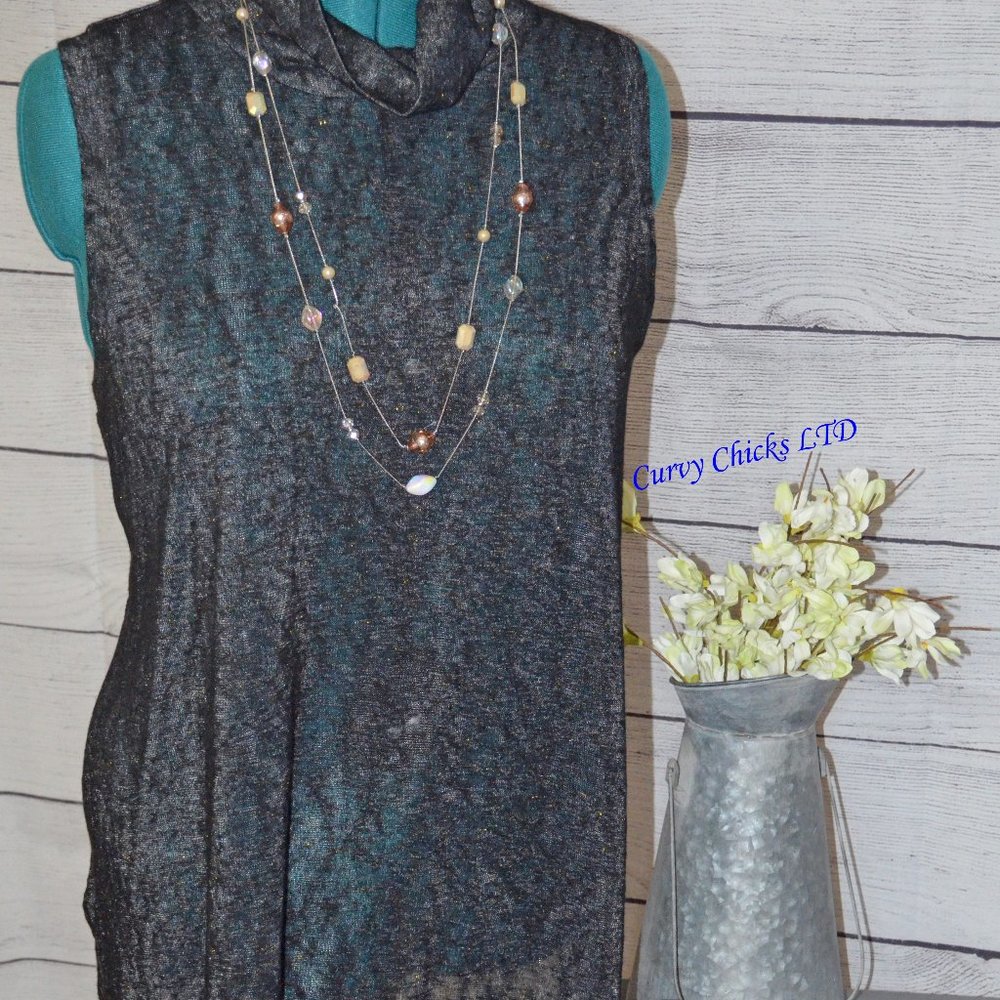Sheer tank turtle neck longer blouse